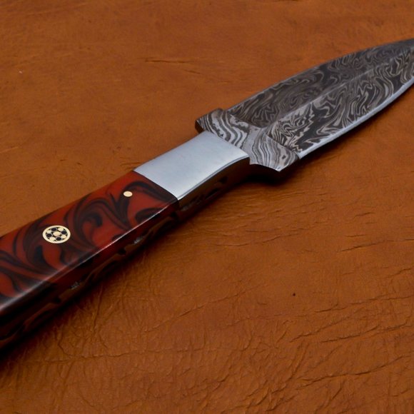 10" Handmade Damascus Hunter Knife Double Edge - Picture 12 of 16